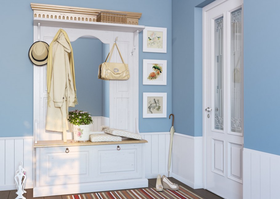 Бежево синяя прихожая