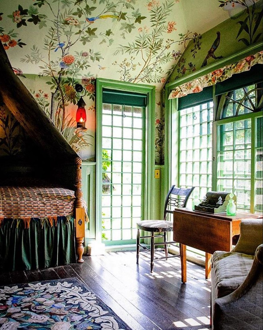 Шинуазри спальня зеленая