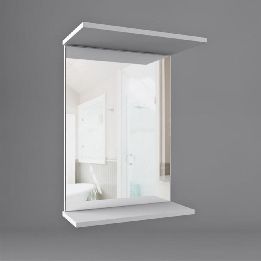 Шкаф-зеркало Лотос 85 1 дверь + 2 полки волна металлик глянец / Water World