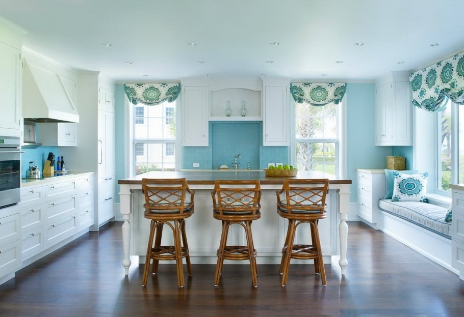 Кухня в стиле Прованс голубого цвета