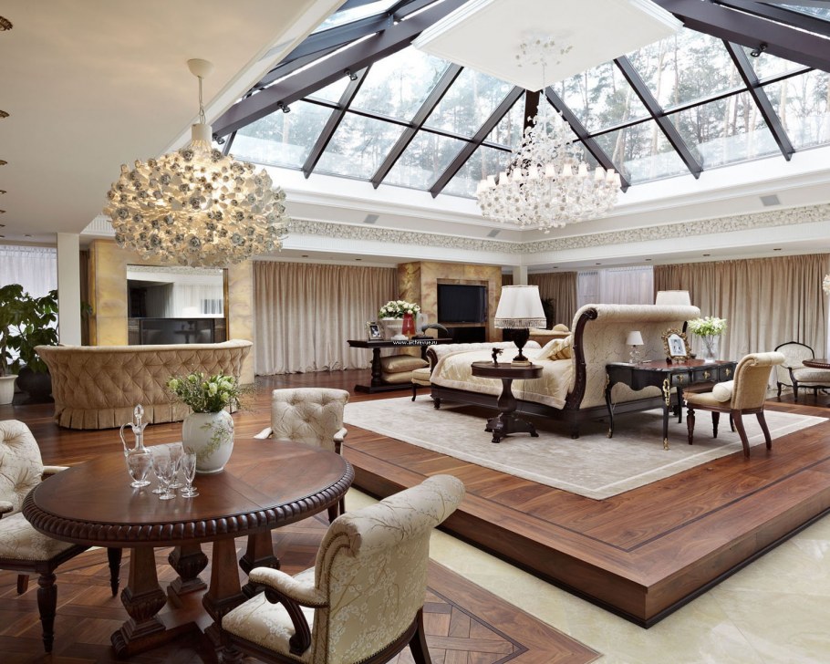 Шторы в гостиную в стиле Прованс в загородном доме