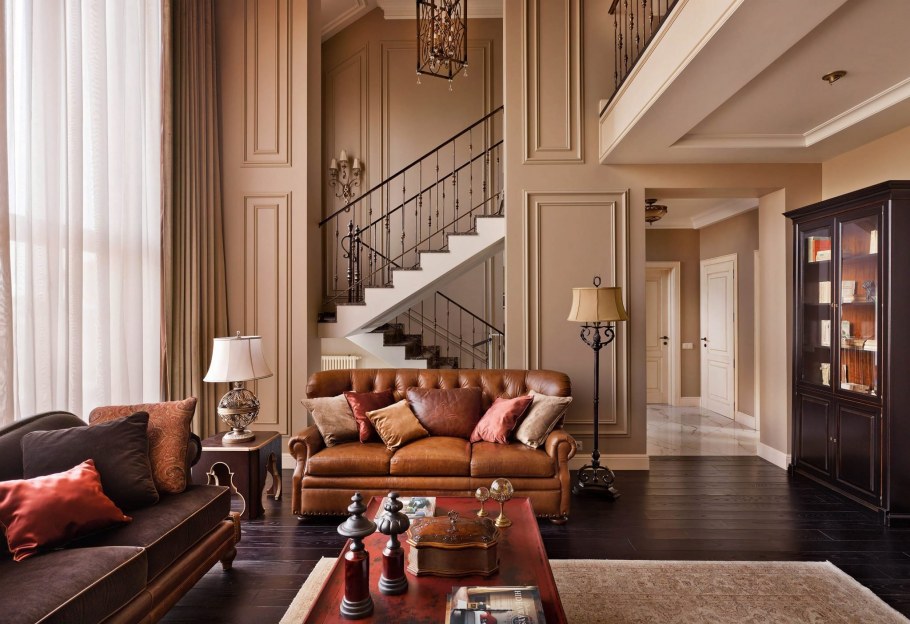 Гостиная-столовая в классическом стиле