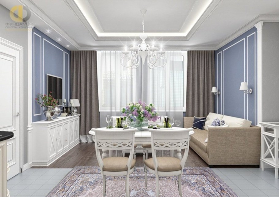 Гостиная Неоклассика 17 кв м
