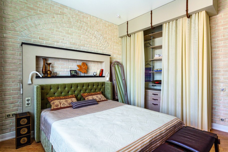 Спальня с гардеробной 15 кв.м