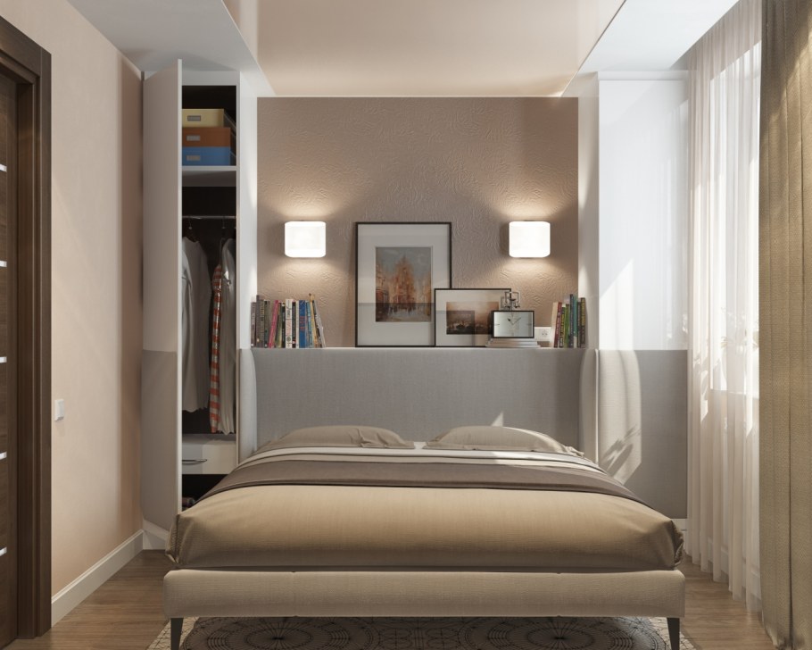 Интерьер мини спальни