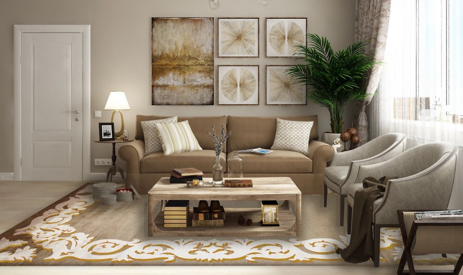 Ковры в гостиную бежевых тонах