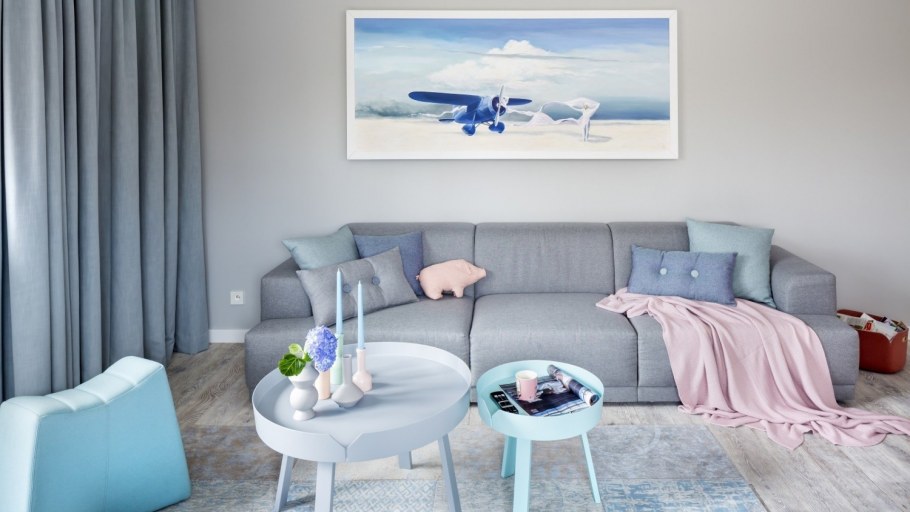 Интерьер в розово голубых тонах