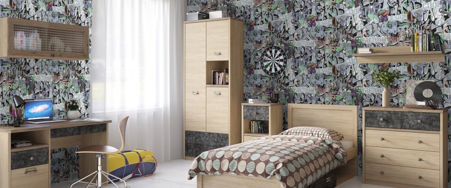 Обои для мальчиков в комнату подростка Леруа Мерлен