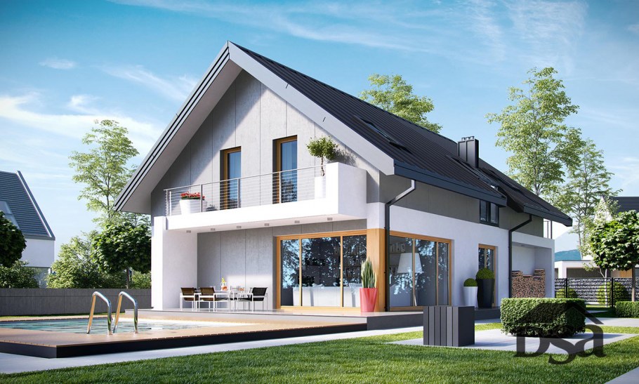 Коттедж с двускатной крышей