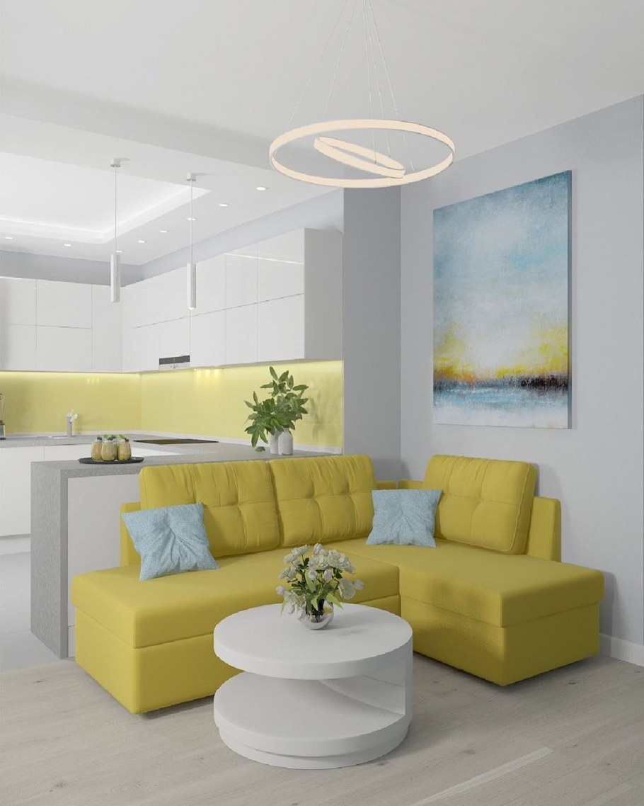 Гостиная с яркими акцентами