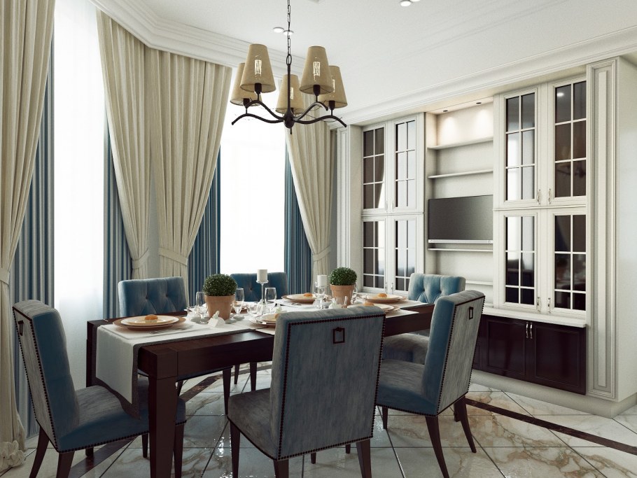 Кухня гостиная Неоклассика Скандинавия