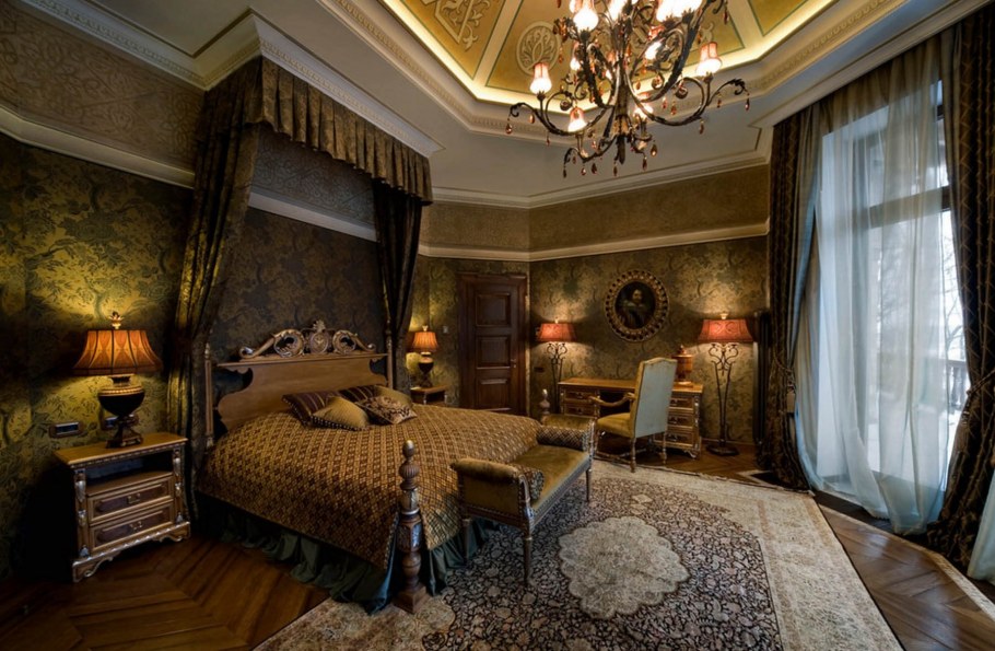 Спальня в Англии 19 века в викторианском стиле