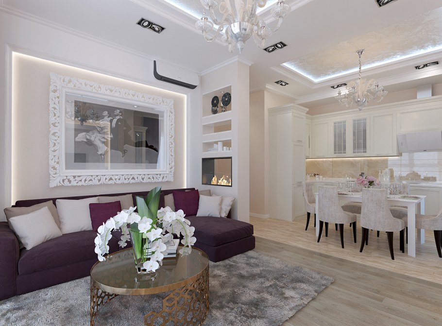 Студия кухня-гостиная 30 м2