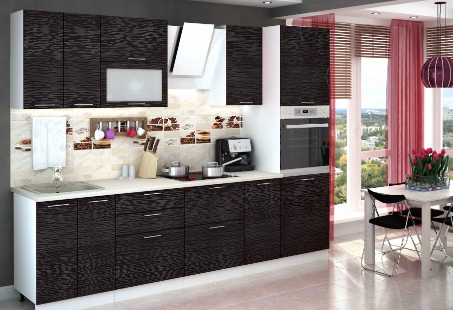 Кухня Валерия красный страйп