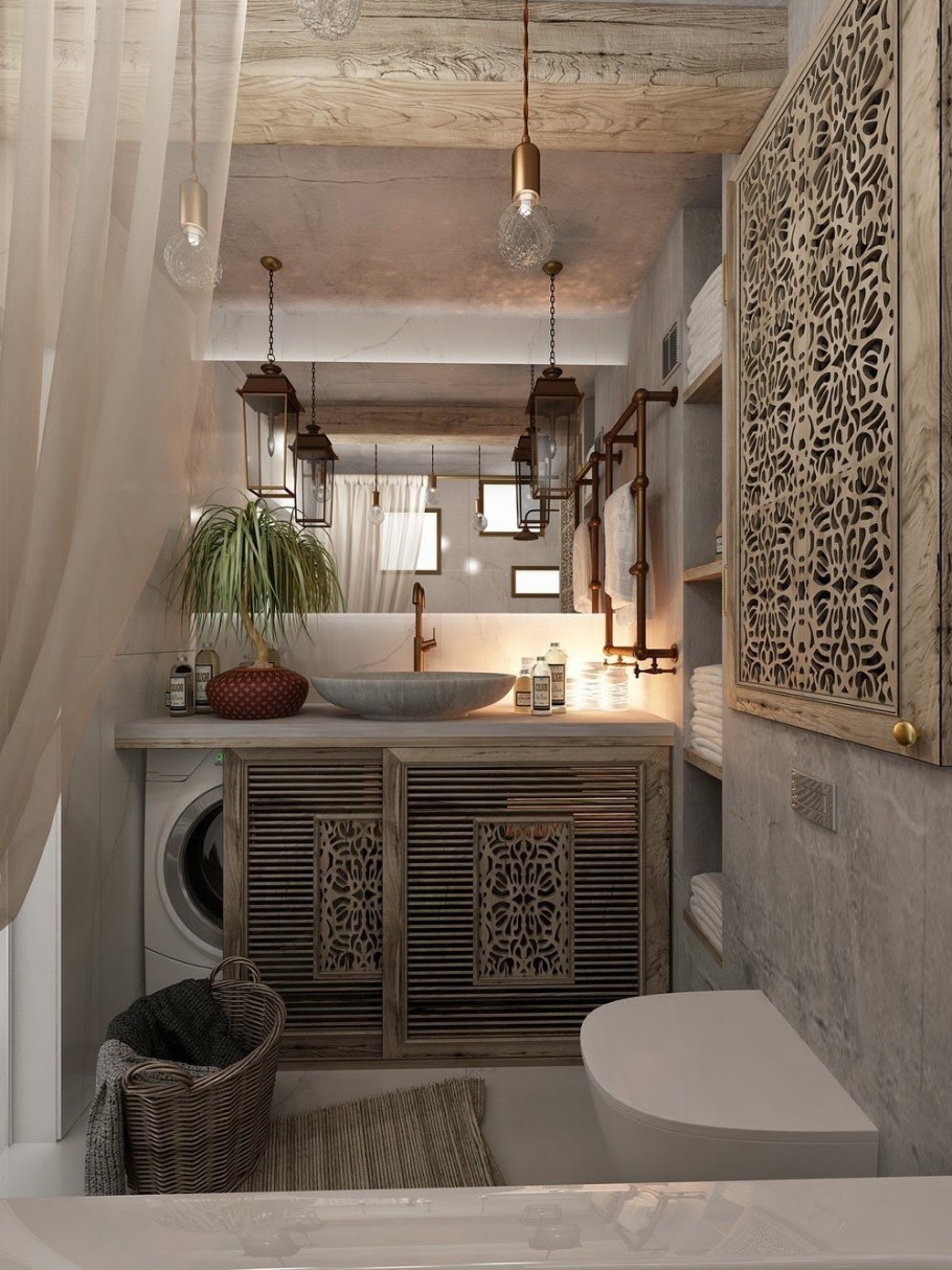 Стиль бохо в ванной