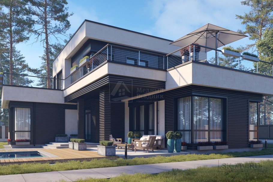 Коттедж с плоской кровлей