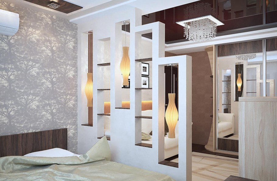 Перегородка для зонирования спальни