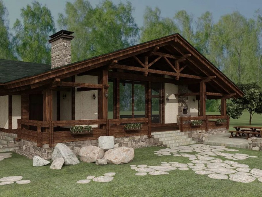 Одноэтажный Альпийский дом Шале