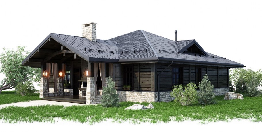 Фасады одноэтажных домов в стиле Шале