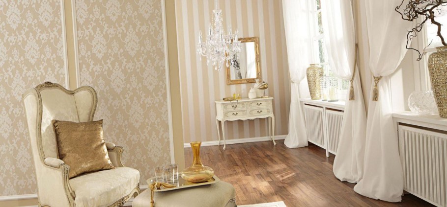 Комбинирование обоев в светлых тонах