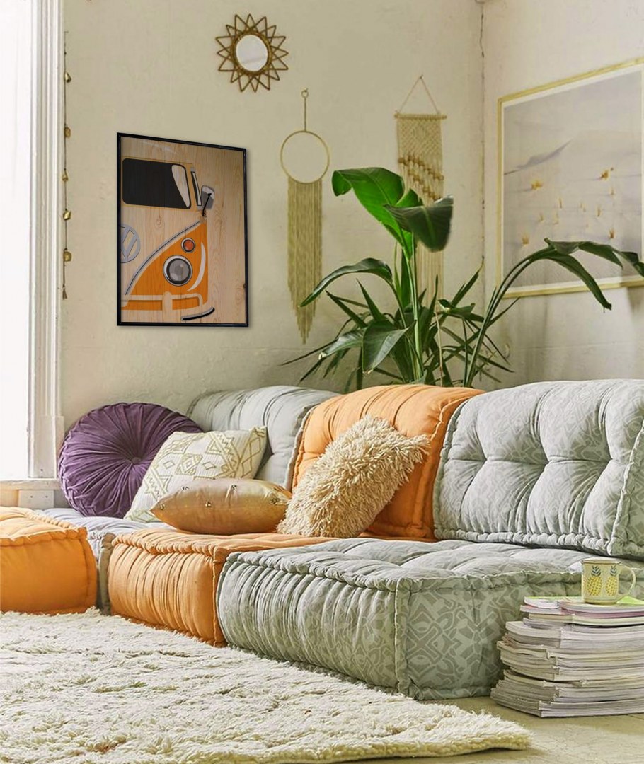 Напольные подушки в интерьере гостиной