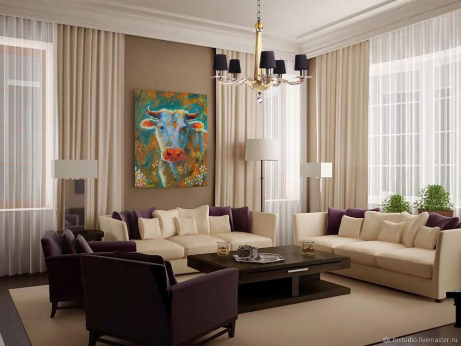 Тройные шторы для гостиной