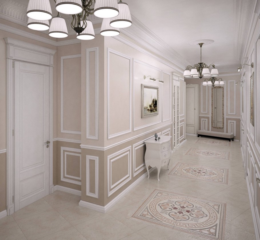 Интерьер холла в классическом стиле
