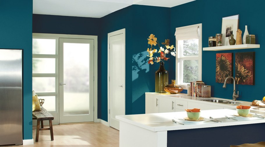 Сочетание голубого и зеленого в интерьере