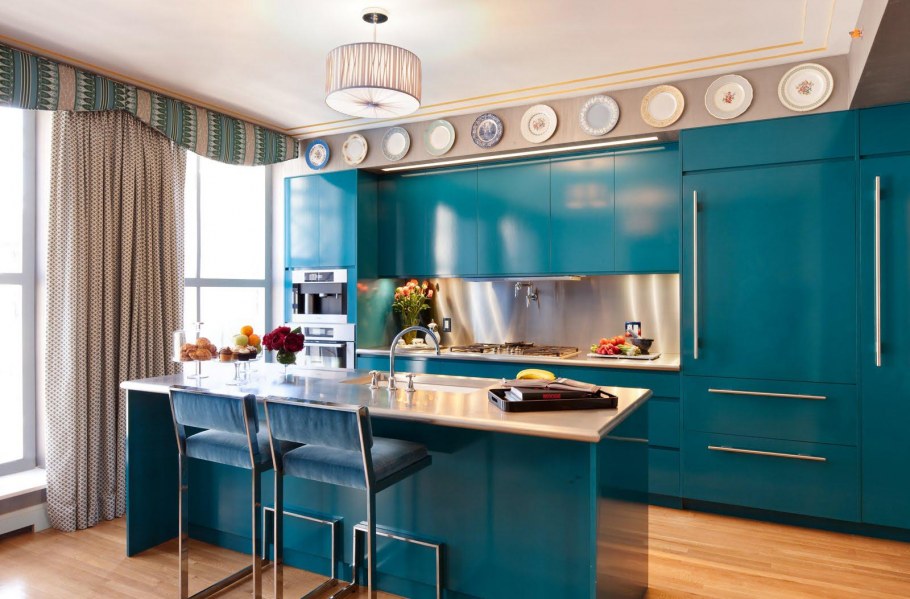 Кухня в стиле Скандинавия бирюза