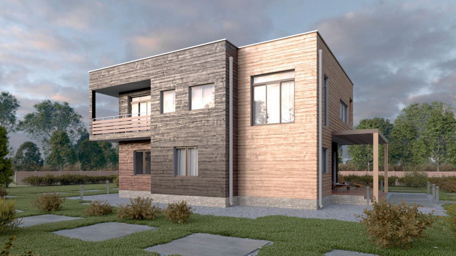 Архитектурная визуализация для частного дома из пеноблоков