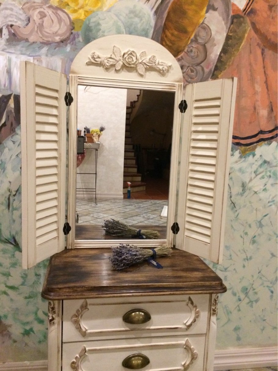 Зеркало винтажное со ставнями "розы Прованса"