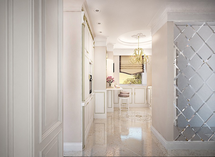 Обои с ромбами в прихожей