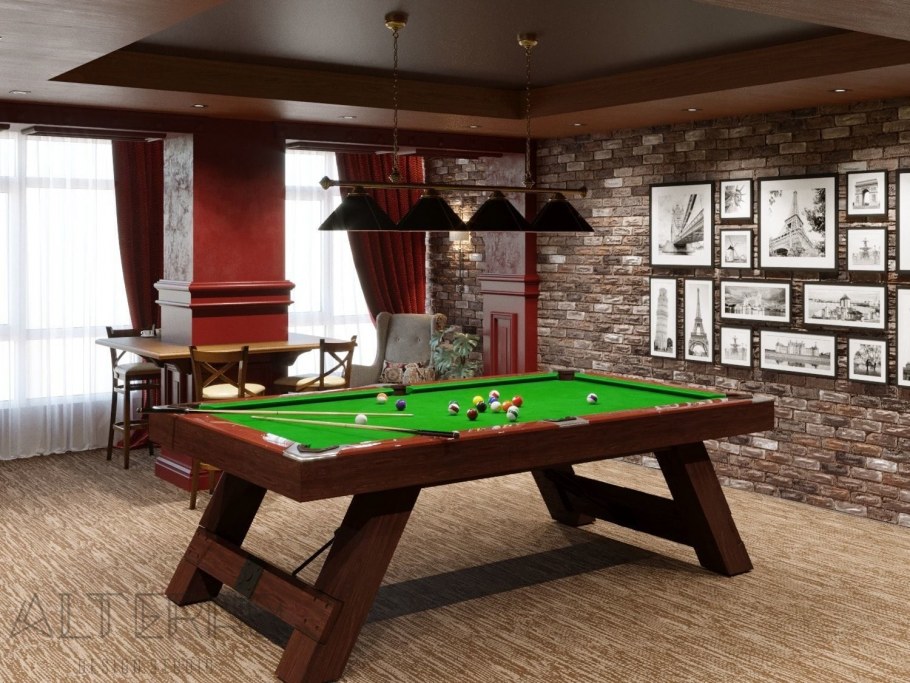 Гостиная с бильярдным столом
