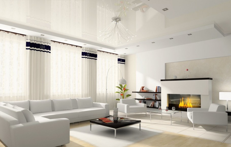 Натяжные потолки в интерьере