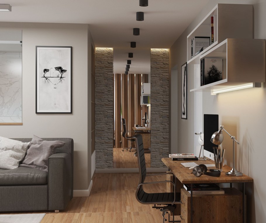 Скандинавский лофт гостиная