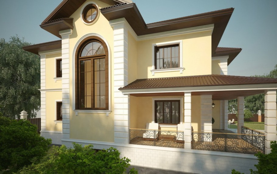 Фасады двухэтажных коттеджей