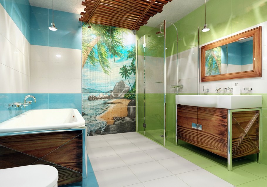 Керамическое панно в ванную комнату