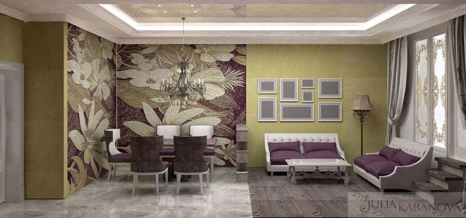 Обои компаньоны в интерьере гостиной