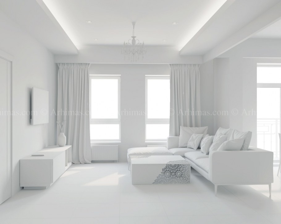 Линкруста в интерьере гостиной в стиле Неоклассика