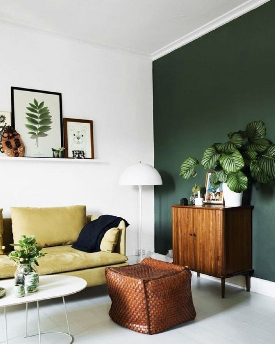 Зеленые стены в интерьере