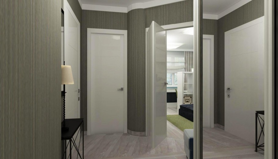 Прихожая светлый пол и двери