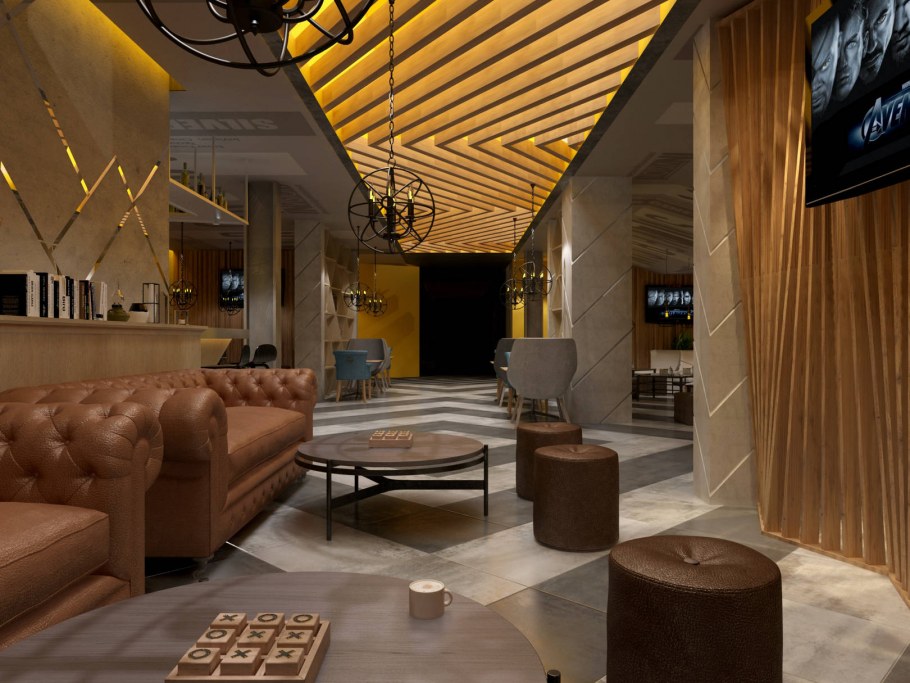 Интерьер фойе кинотеатра