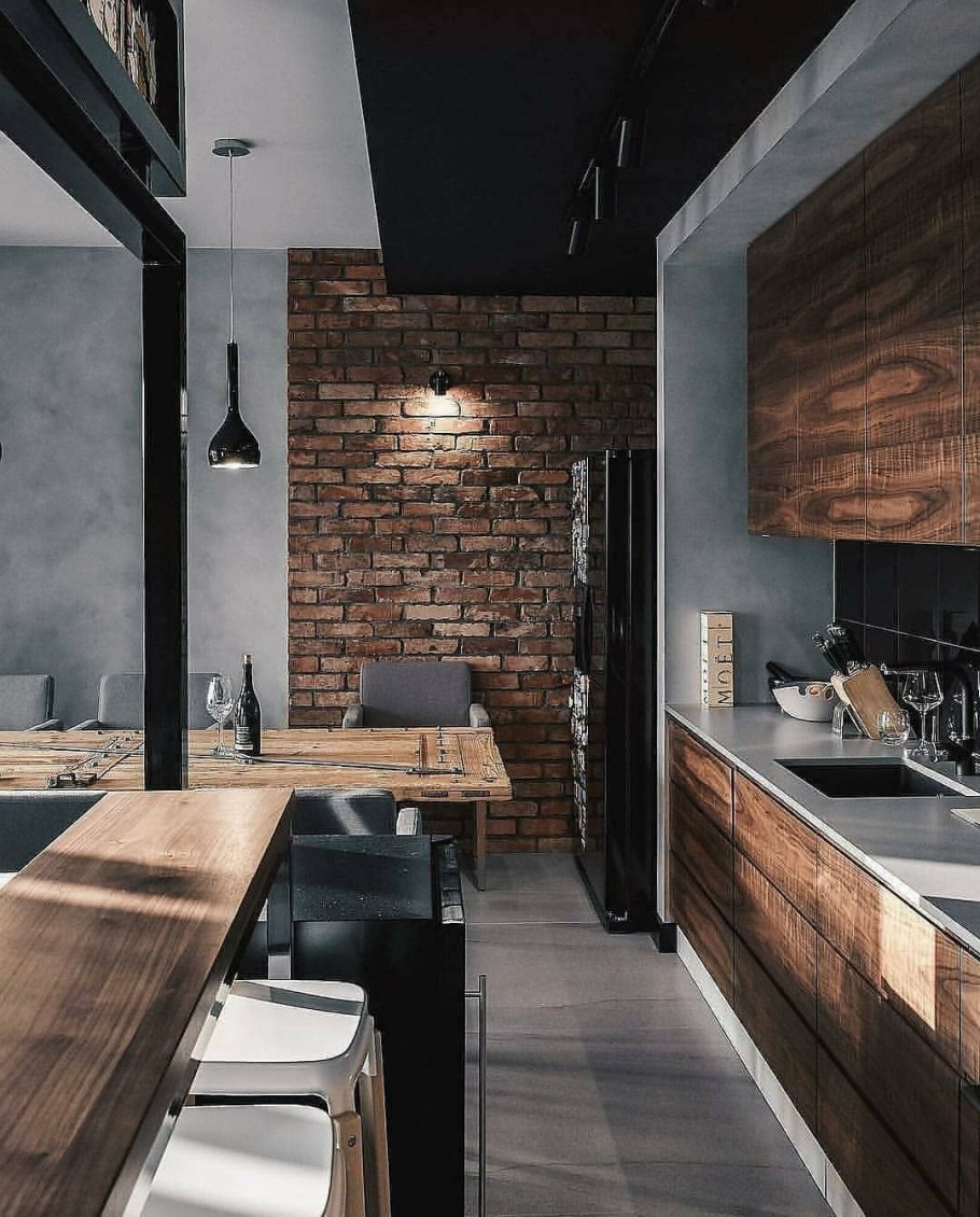 Кухня в стиле лофт 14м2
