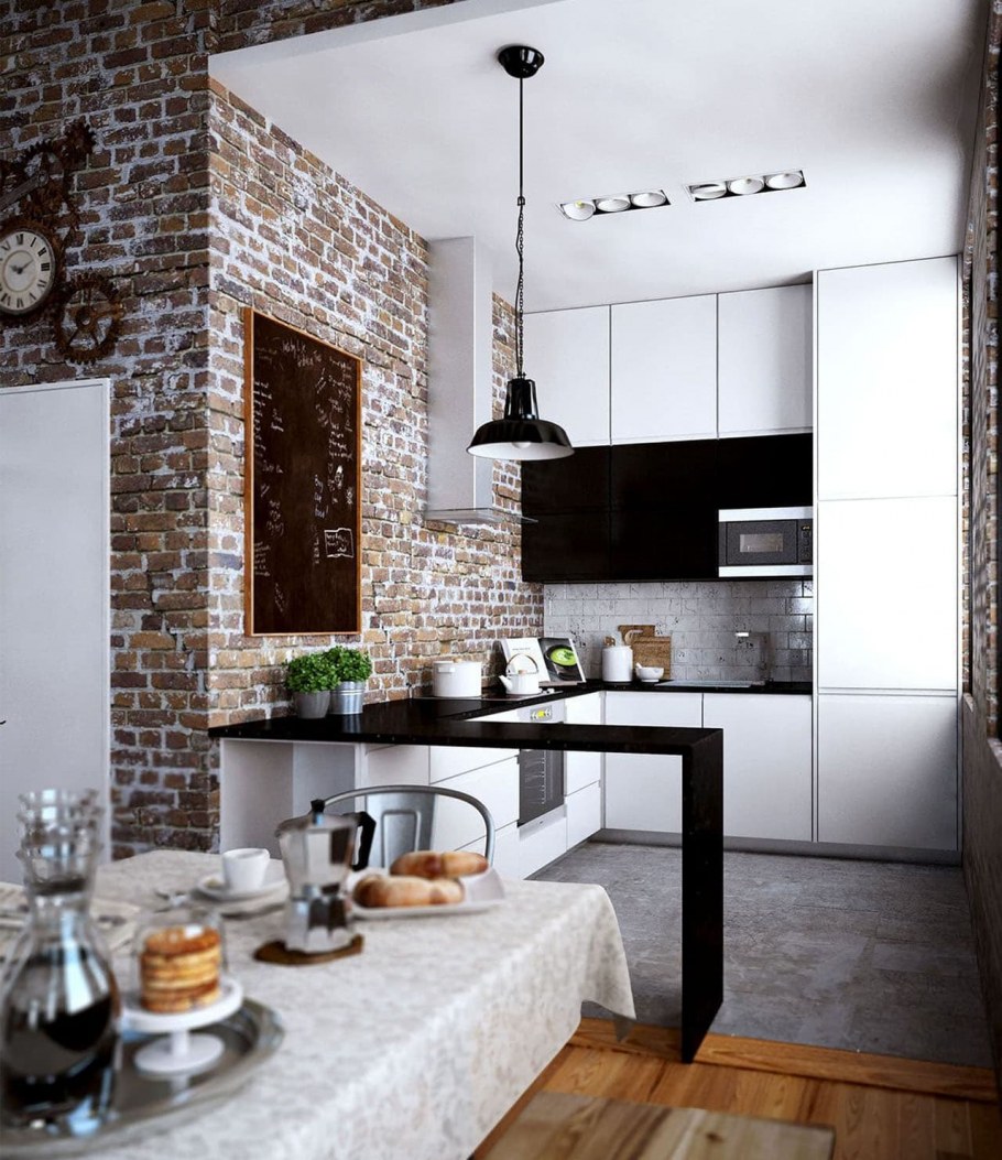 Кухня в стиле лофт 12 кв