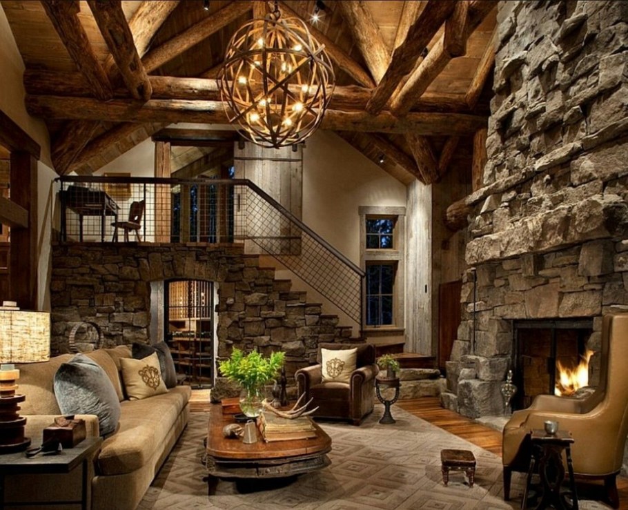 Камин в стиле рустик Модерн