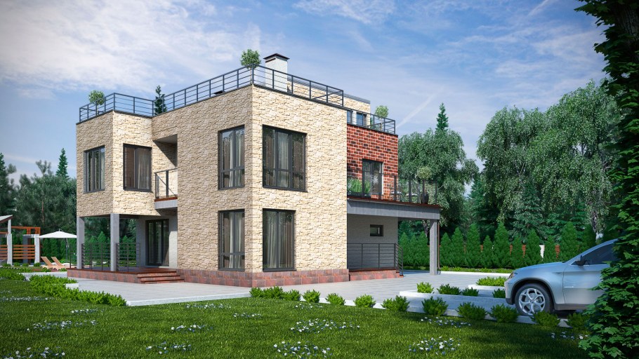 Дом 200кв эксплуатируемая крыша