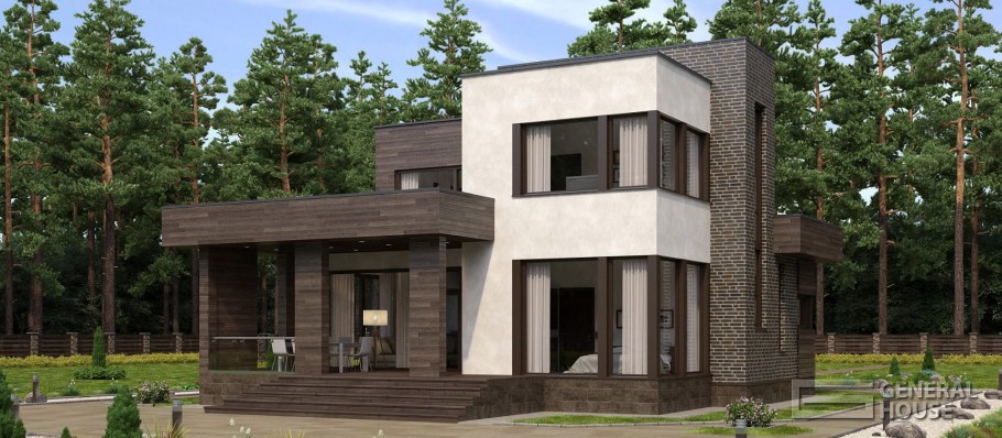 Дуплекс 12на12 с плоской крышей