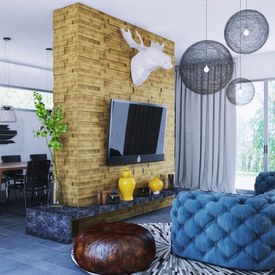 3д панели в интерьере гостиной