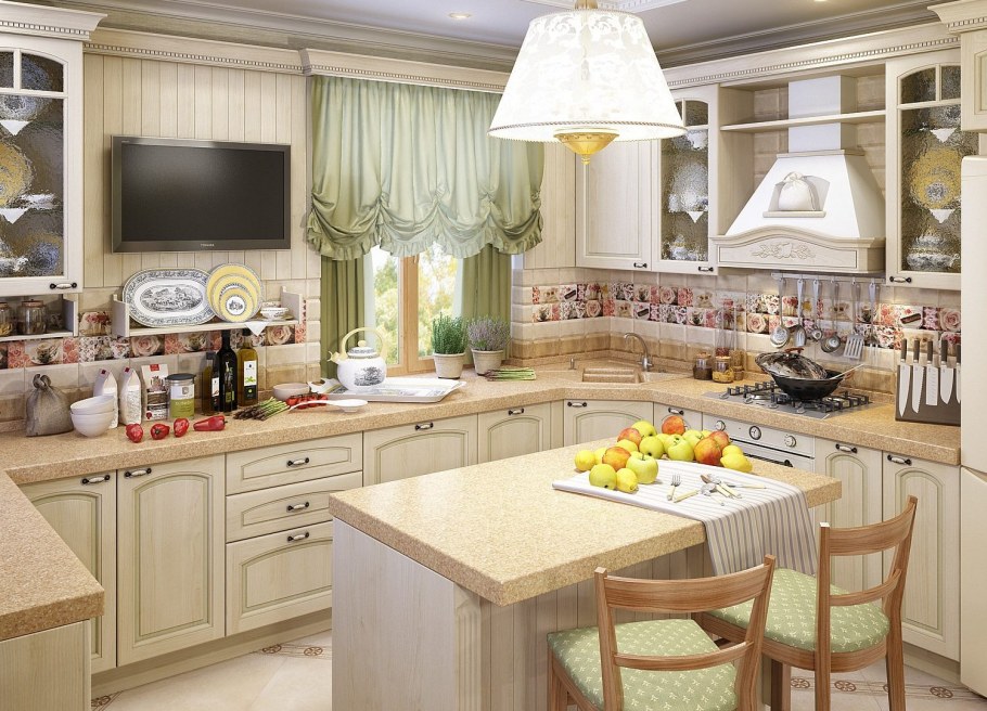 Кухня Прованс в загородном доме