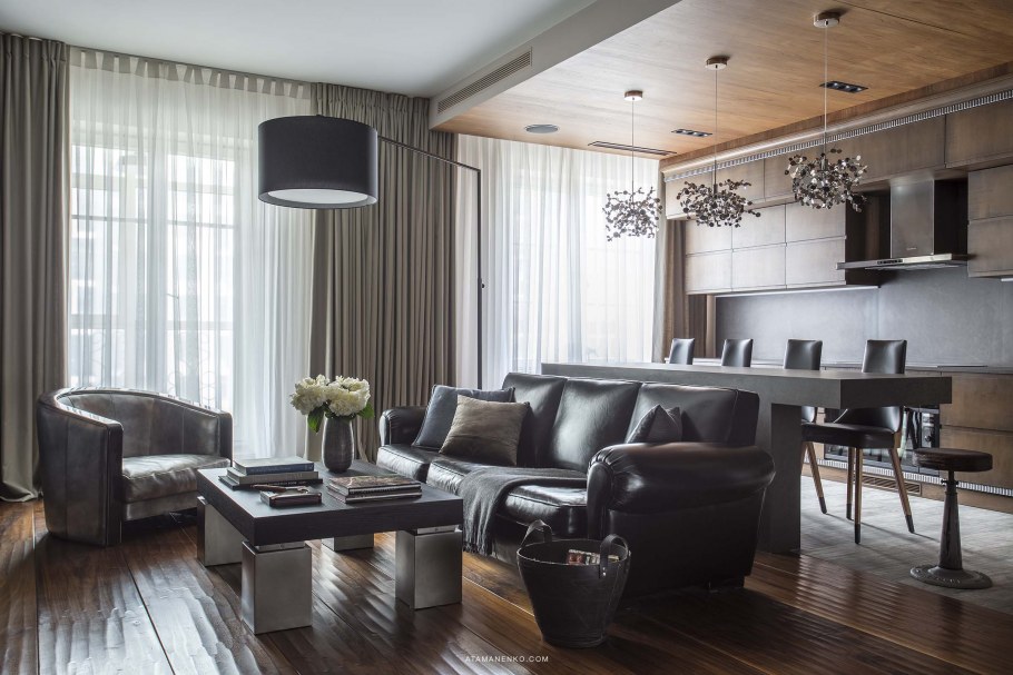 Шторы в гостиную в стиле брутализм